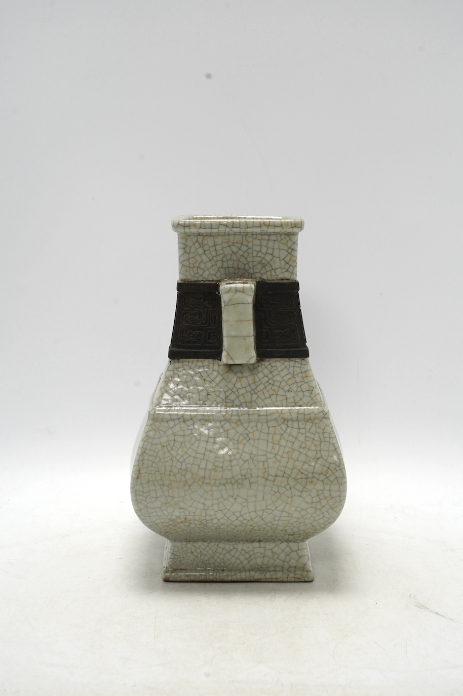 A Chinese crackle glaze arrow vase, 26cm high. Condition - good